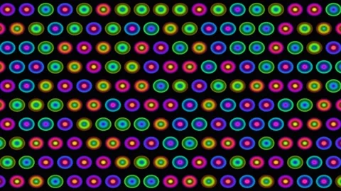 Colorful circular patterns on a black background create Stock Footage 338277584