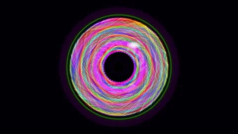 Colorful circular patterns create dynamic visual display in motion Stock Footage 337301381