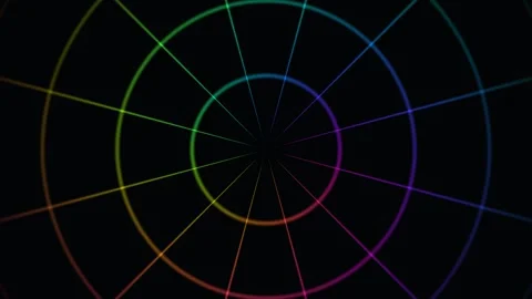 Colorful circular patterns create a vibrant design in dark Stock Footage 338233926