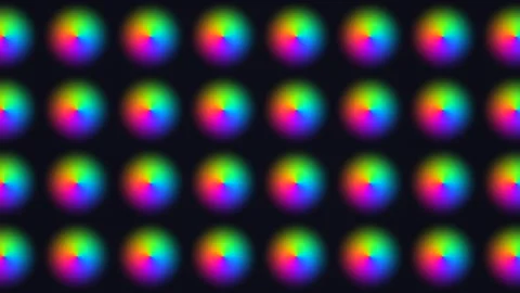Colorful circular patterns on dark background create Stock Footage 338131425