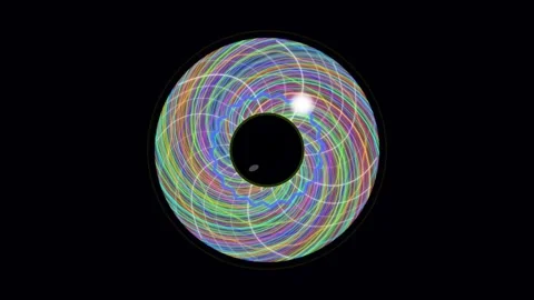 Colorful circular patterns with light effects in dark background Stock Footage 337064375