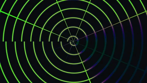 Colorful circular patterns with lines in a dark background Stock Footage 338323816