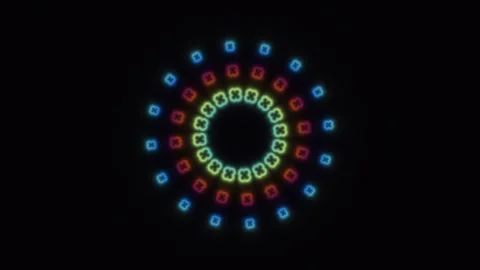Colorful circular patterns in motion on a dark background Stock Footage 338232321