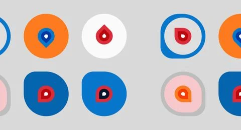 Colorful circular patterns resembling eyes. Various shades present, including Ilustración de archivo