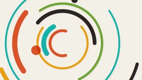 Colorful circular patterns on white background. 2d animation Stock Footage 342580786