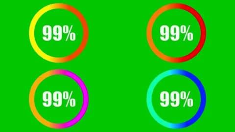 Colorful circular progress bars reaching one hundred percent displayed. Stock Footage 334701165