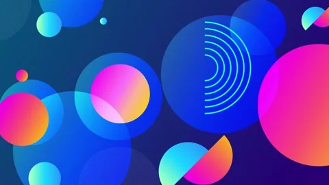 Colorful circular shapes with geometric elements on a vibrant abstract design on Stock Footage 311612378