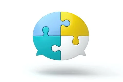 Colorful circular speech bubble puzzle divided into four parts, representin.. Stock Illustration