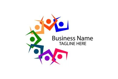 Colorful Circular Teamwork Logo Design Representing Business Collaboration,.. Stock Illustration