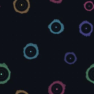 Colorful Circular Waveform Seamless Pattern Background Illustrazione stock