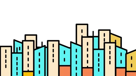 Colorful City Skyline Stock Footage 343510441