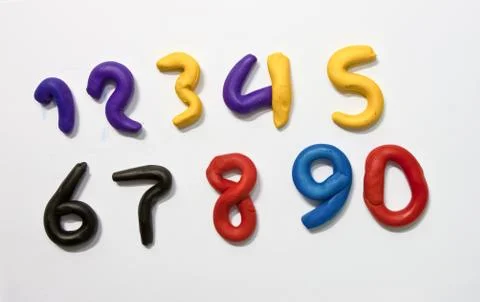 Colorful clay numeric characters. Stock Photos