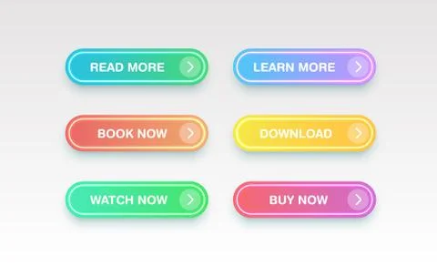 Colorful clean buttons for websites, vector illustration Illustrazione stock