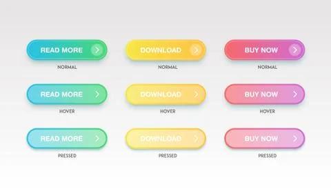 Colorful clean buttons for websites, vector illustration Illustrazione stock