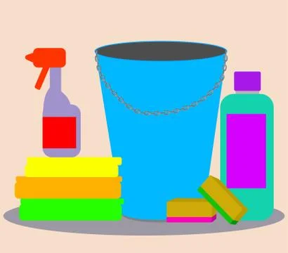 Colorful cleaning objects Stockillustratie