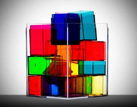 Colorful clear boxes back lit Stock Photos