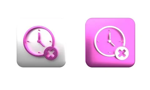 Colorful Clock delete icon isolated on white background. Time symbol. Squar.. 스톡 사진