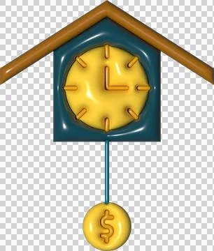 Colorful Clock with Dollar Sign Pendulum Stock Illustration