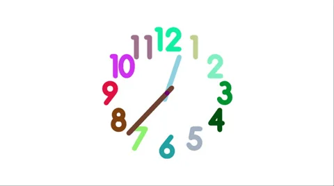 Colorful clock with dynamic swapping colors with large numbers without edge 8-46 Stock Footage 37691274
