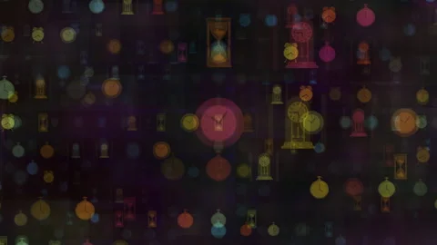 Colorful Clock Elements Overlapped on Abstract Dark Background Stock-Footage 308239516