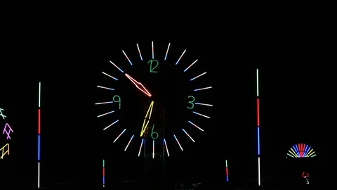 Colorful clock light effects. Stock Footage 120451895