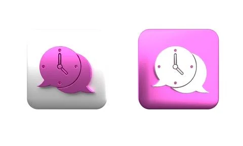 Colorful Clock with speech bubble icon isolated on white background. Time s.. 스톡 사진