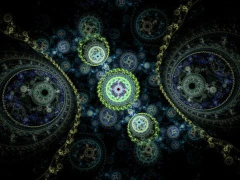 Colorful clockwork pattern, digital fractal art design Stock Illustration