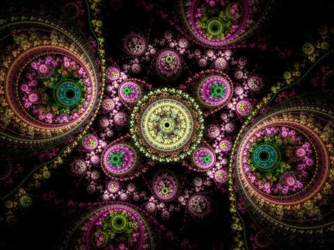 Colorful clockwork pattern, digital fractal art design Stock Illustration