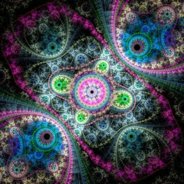 Colorful clockwork pattern, digital fractal art design Stock Illustration