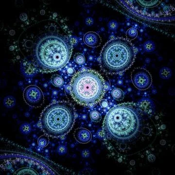 Colorful clockwork pattern, digital fractal art design Illustrazione stock