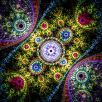 Colorful clockwork pattern, digital fractal art design Stock Illustration