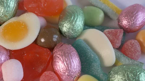 Colorful close-up of loose sweets candy Stock Footage 129113705