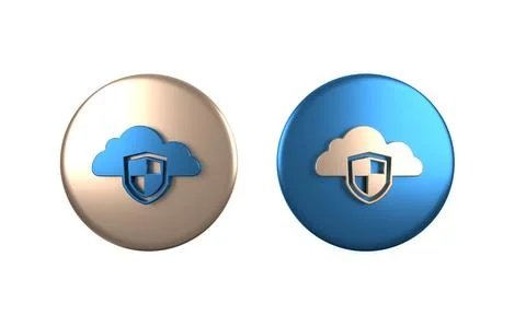 Colorful Cloud and shield icon isolated on white background. Cloud storage .. 스톡 일러스트