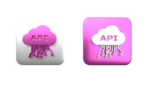 Colorful Cloud api interface icon isolated on white background. Application.. Illustrazione stock