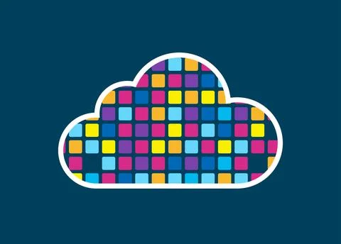 A colorful cloud with a blue background Stock Illustration
