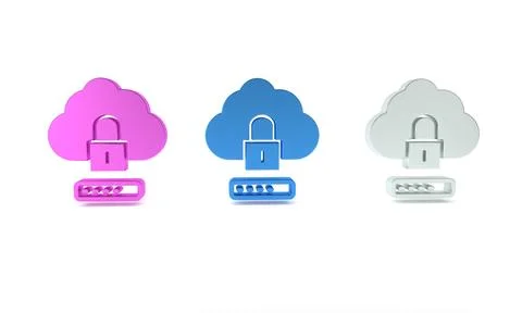 Colorful Cloud computing lock icon isolated on white background. Security, .. Stock Illustration