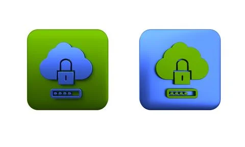 Colorful Cloud computing lock icon isolated on white background. Security, .. Stock Illustration