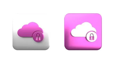 Colorful Cloud computing lock icon isolated on white background. Security, .. Stock Photos