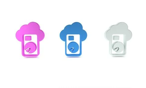 Colorful Cloud database icon isolated on white background. Cloud computing .. Illustrazione stock