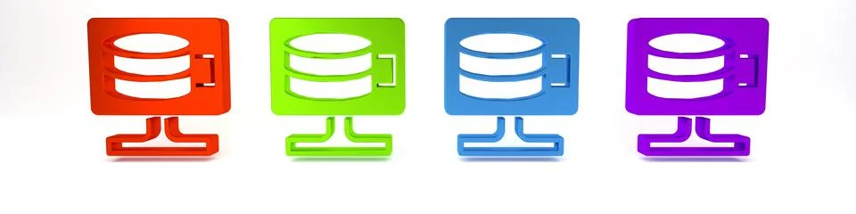 Colorful Cloud database icon isolated on white background. Cloud computing .. 스톡 일러스트