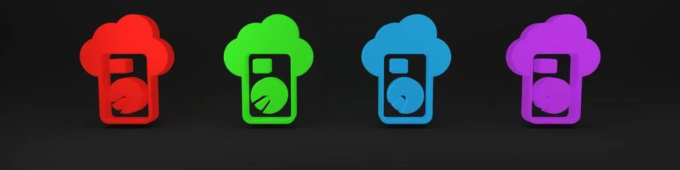 Colorful Cloud database icon isolated on black background. Cloud computing .. Stock Illustration