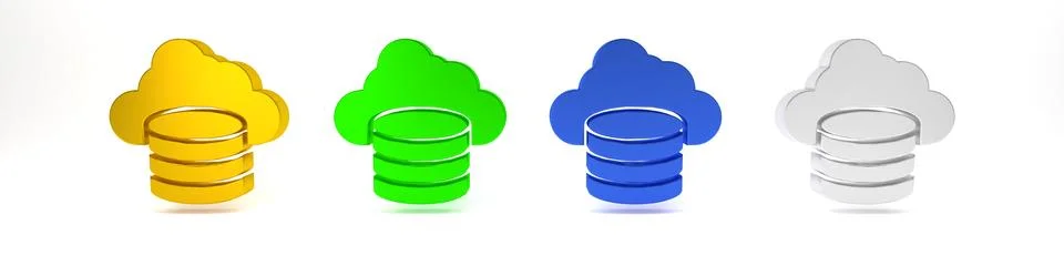 Colorful Cloud database icon isolated on white background. Cloud computing .. Illustrazione stock