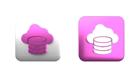 Colorful Cloud database icon isolated on white background. Cloud computing .. Stock Photos
