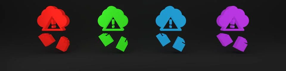 Colorful Cloud hacking icon isolated on black background. Cloud leak. Minim.. Stock Illustration
