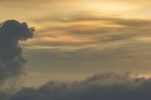 Colorful cloud iridescence or irisation Stock Photos