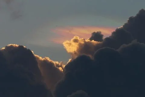 Colorful cloud iridescence or irisation Stock Photos