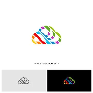 Colorful Cloud Logo Design Concept Vector. Cloud Paint Logo Template Vector 스톡 일러스트