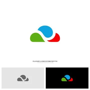 Colorful Cloud Logo Design Concept Vector. Cloud Paint Logo Template Vector 스톡 일러스트