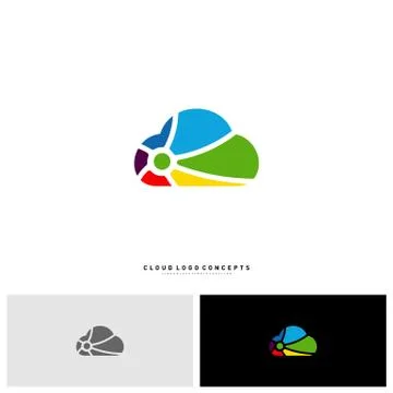Colorful Cloud Logo Design Concept Vector. Cloud Paint Logo Template Vector Stock Illustration