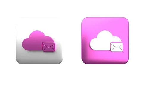 Colorful Cloud mail server icon isolated on white background. Cloud server .. Stock Illustration
